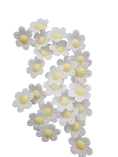 Gėlė vaflinė balta spalva Neužmirštuolė apie 3,5cm (70vnt.pakuotėje)