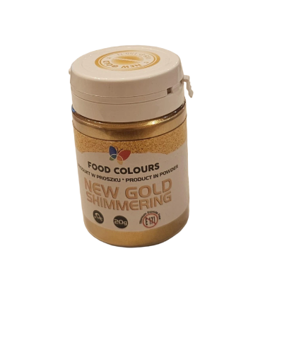 Aukso dulkės/blizgučiai  NEW GOLD SHIMMERING 20g. (valgomos)