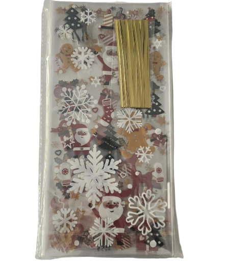 Maišeliai Kalėdiniai sausainiams 12,5x27,5cm (100vnt)