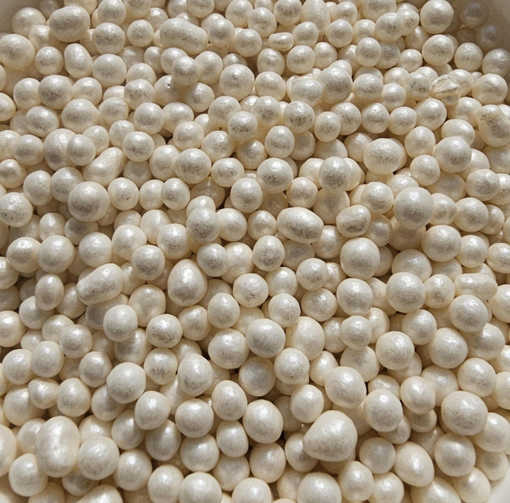 Pabarstukai traškūs Balti perliniai 5mm 50gr
