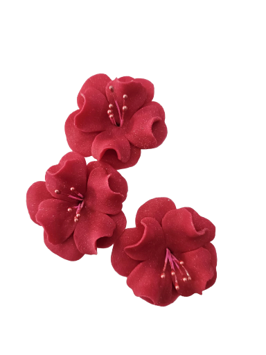 Dekoracija gėlė Magnolija Amarant (raudonai rausva ) spalva iš modeliavimo masės (5vnt)