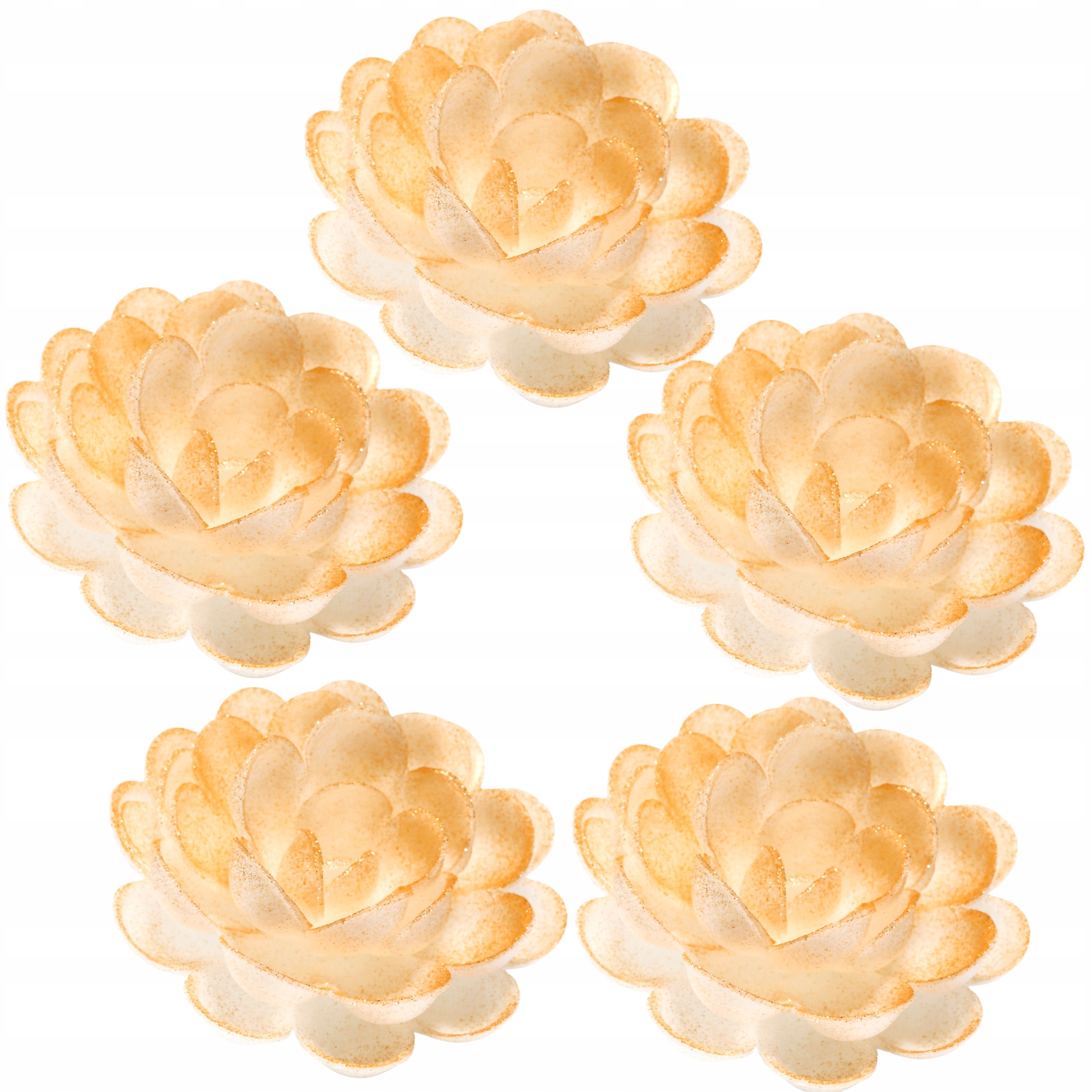 Gėlė Angliška rožė spalva auksinė vaflinė (50vnt.pakuotėje)