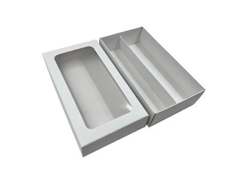 Macarons dėžutė20x11x5cm dviejų eilių su langeliu balta  (5vnt)