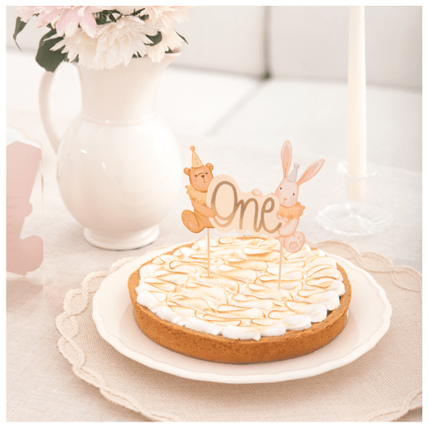 Dekoracija Tortui meškiukas ir zuikis + užrašas One Ditar