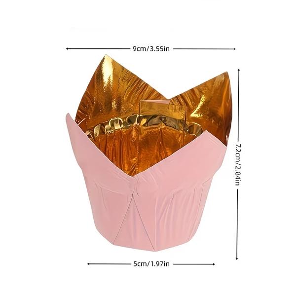 Keksiukų krepšeliai Tulpės forma rožiniai 50vnt 