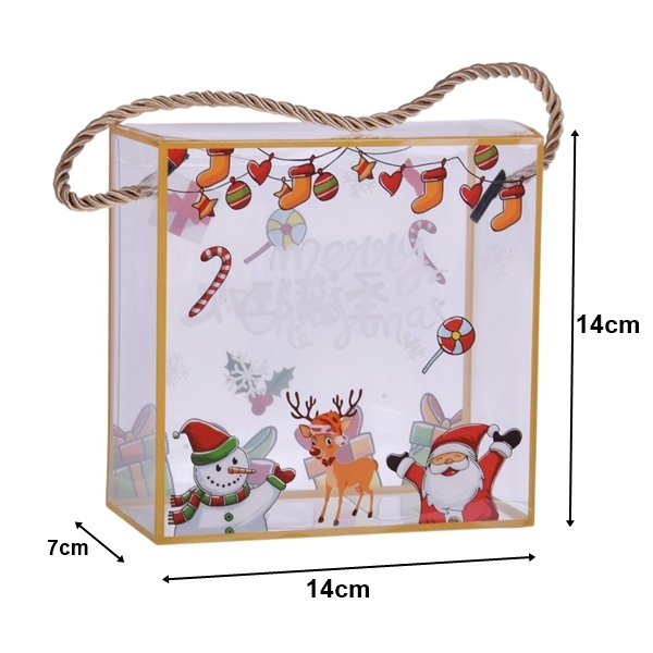 Dėžutė skaidri su Kalėdiniu piešiniu