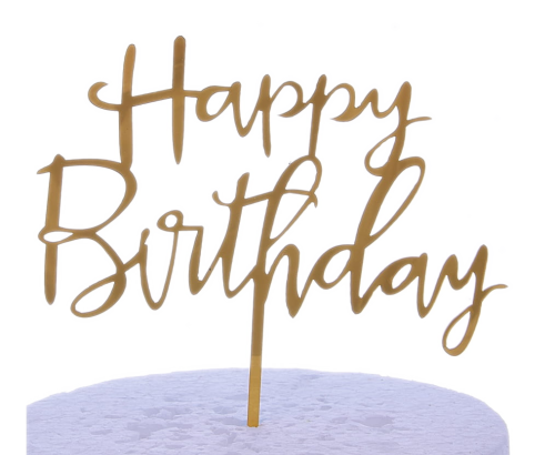 Akrilinis auksinis Happy Birthday užrašas