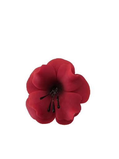 Dekoracija gėlė Magnolija raudona spalva iš modeliavimo masės (5vnt)