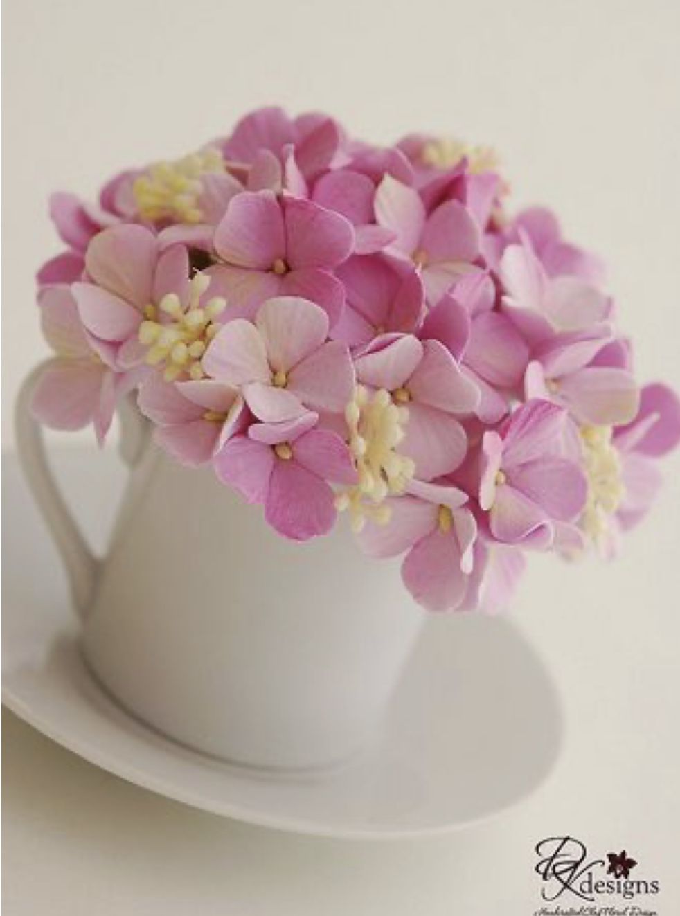 Gėlė Hortenzija cukrinė masė pastelinių spalvų mixsas Rose