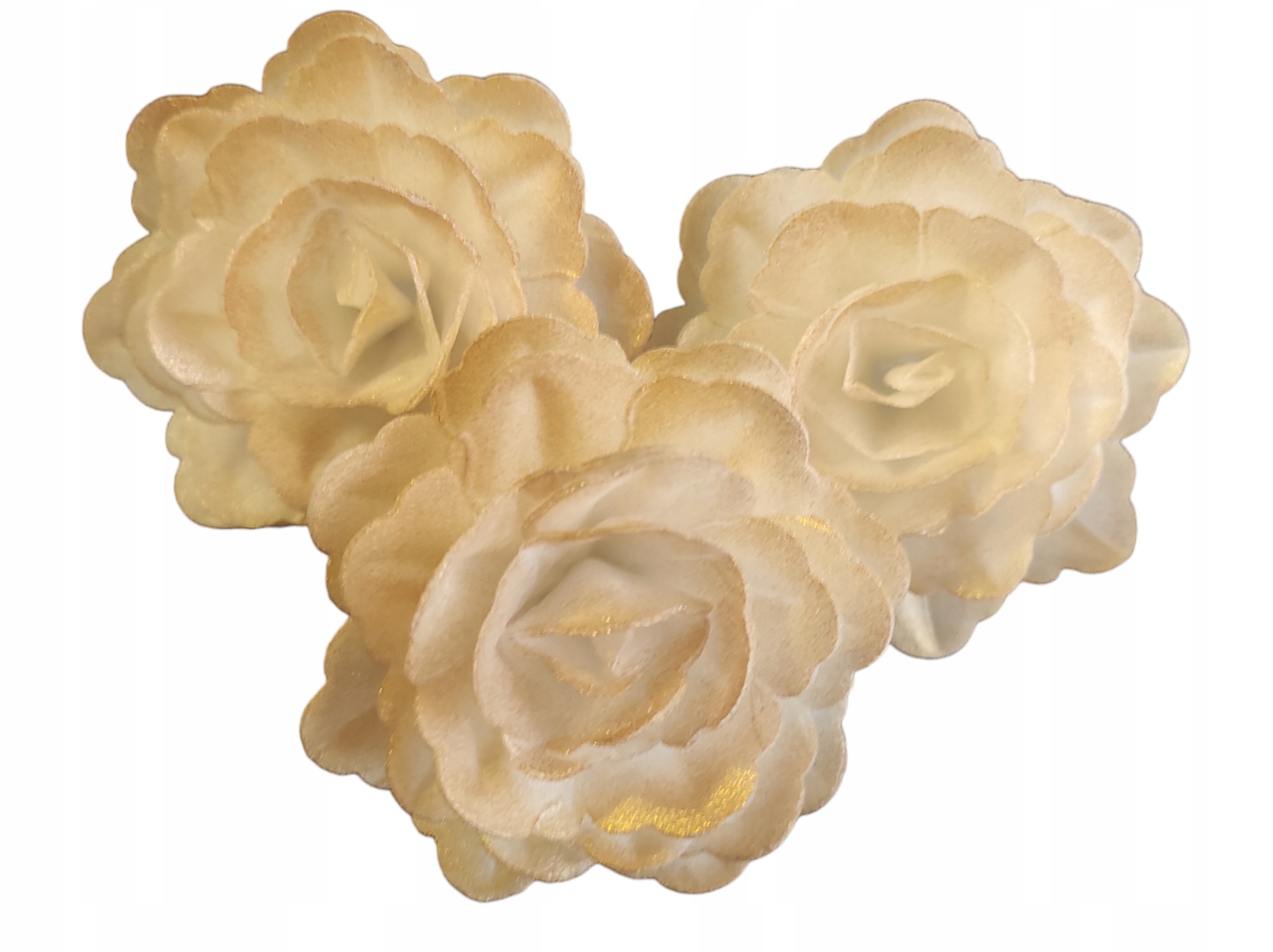 Gėlė Kinietiška rožė spalva auksinė vaflinė (15vnt.pakuotėje)