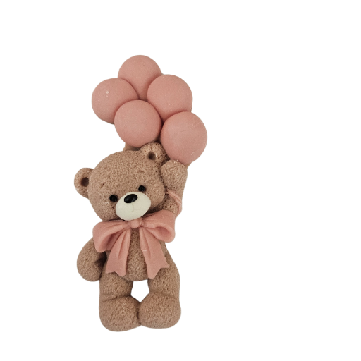 Dekoracija meškiukas su rožiniais balionais Ditar