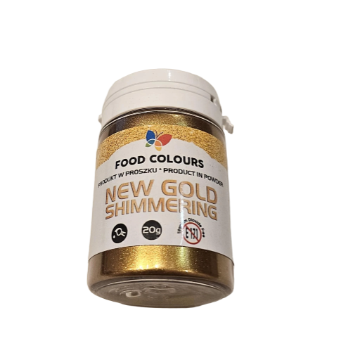 Aukso dulkės/blizgučiai  NEW GOLD SHIMMERING 20g. (valgomos)