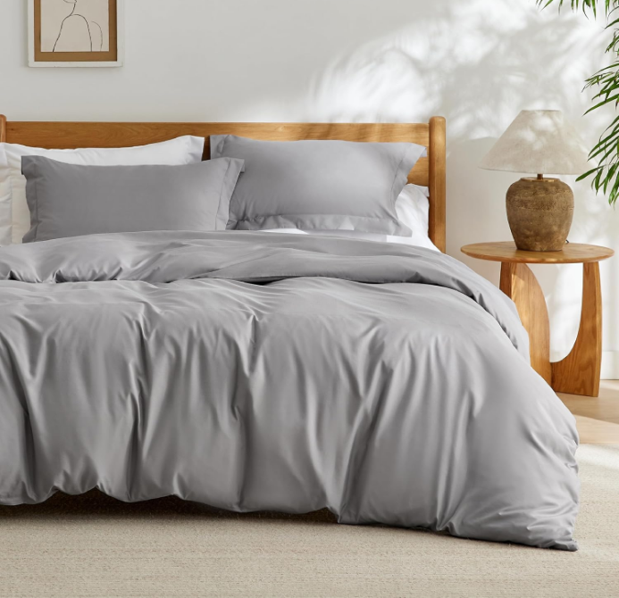Grey Duvet Cover King Size - Soft Double Brushed Duvet Cover for Kids with Zipper Closure, 3 Pieces, Includes 1 Duvet Cover (104"x90") & 2 Pillow Shams, NO Comforter