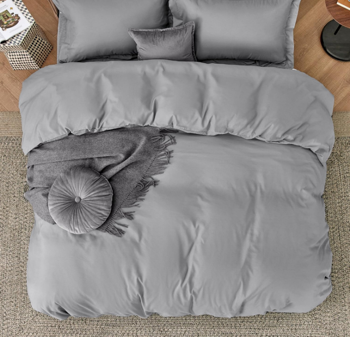 Grey Duvet Cover King Size - Soft Double Brushed Duvet Cover for Kids with Zipper Closure, 3 Pieces, Includes 1 Duvet Cover (104"x90") & 2 Pillow Shams, NO Comforter