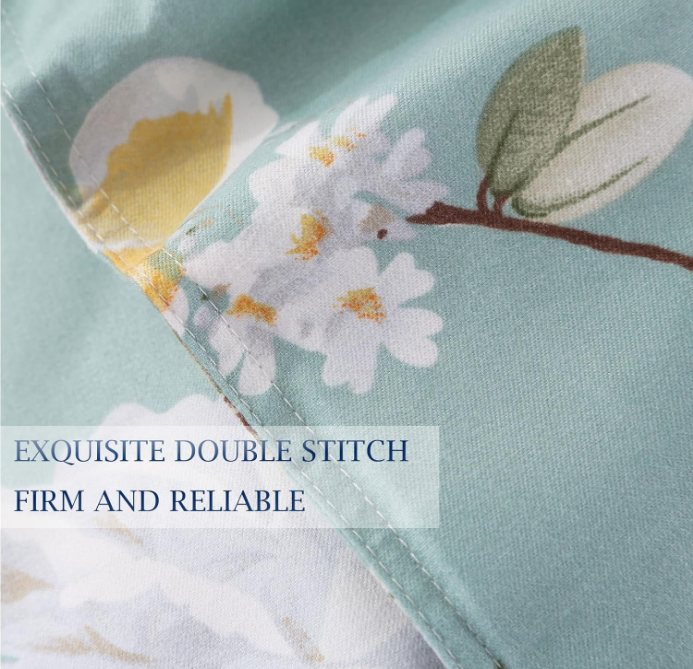 Bedding Duvet Cover Set Queen, 3 Pieces – 800-Thread Floral Microfiber Down Comforter Quilt Cover Zipper & Tie for Women & Men’s Bedroom, Luxury Guestroom Decor -Teal