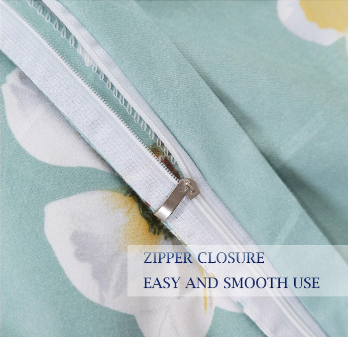 Bedding Duvet Cover Set Queen, 3 Pieces – 800-Thread Floral Microfiber Down Comforter Quilt Cover Zipper & Tie for Women & Men’s Bedroom, Luxury Guestroom Decor -Teal