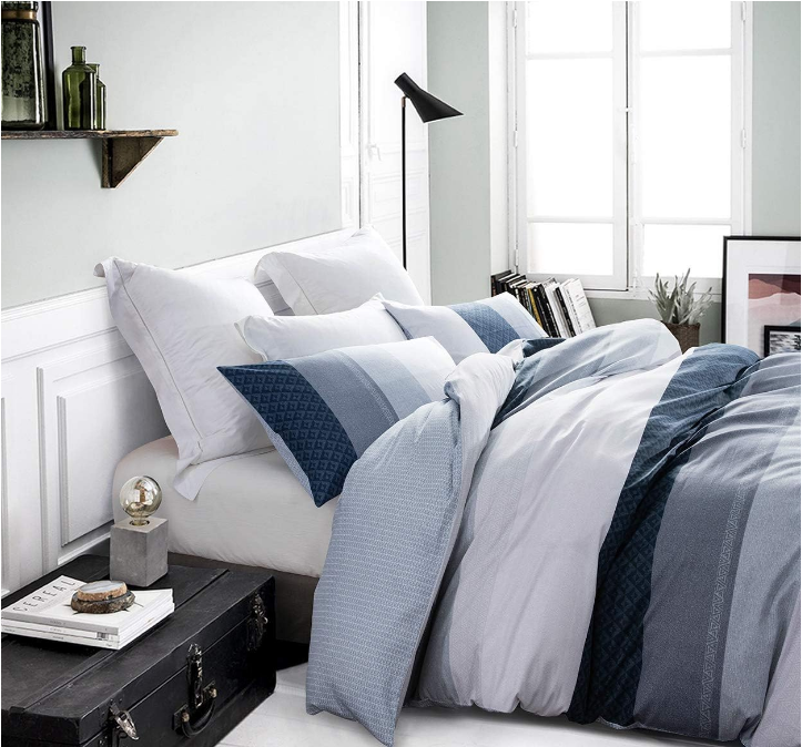 Duvet Cover Queen Set 600 Thread Count Cotton Bedding Set (Queen, Greekn-lump)