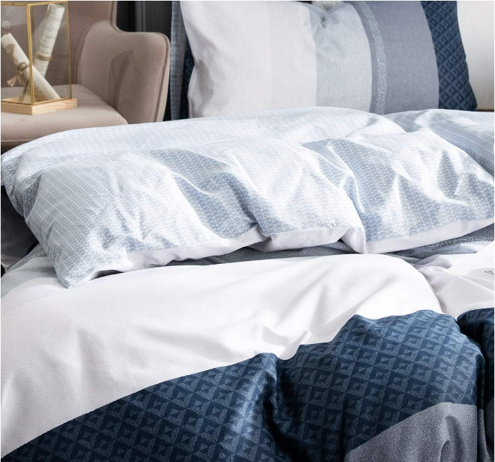 Duvet Cover Queen Set 600 Thread Count Cotton Bedding Set (Queen, Greekn-lump)