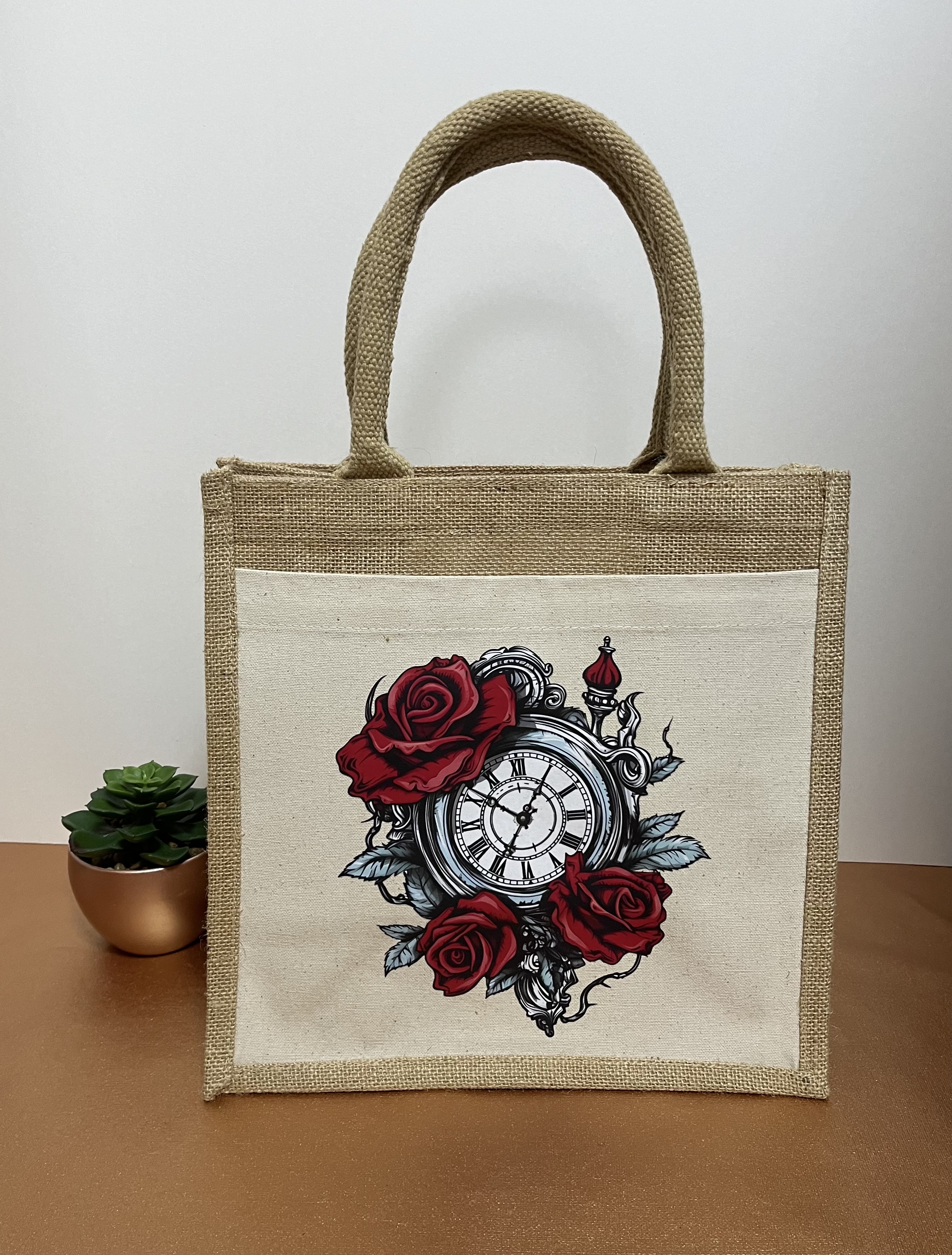 Sac en toile de jute "Horloge"