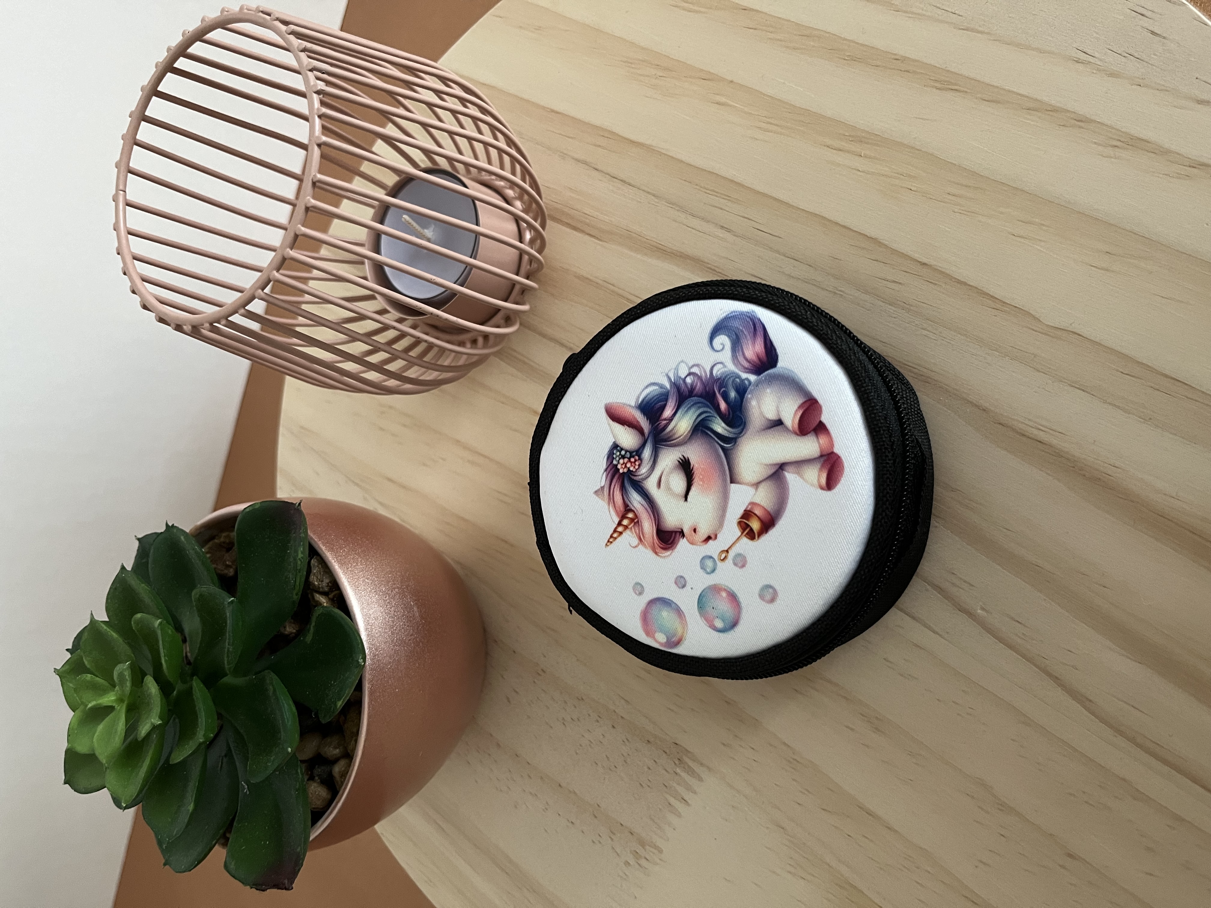 Porte monnaie rond "Licorne"