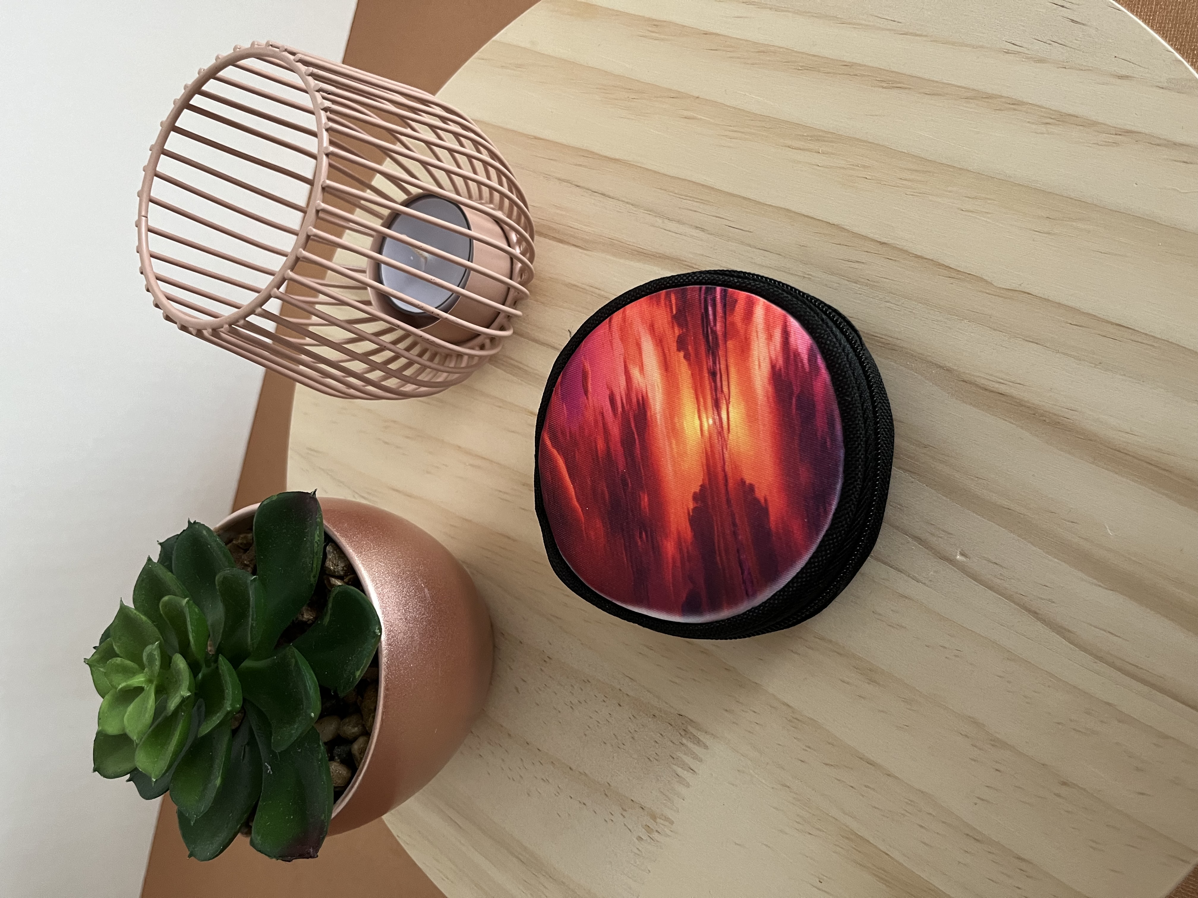 Porte monnaie rond "Coucher de soleil"