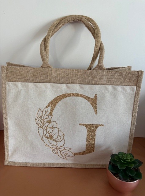 Grand Sac en toile de jute personnalisable