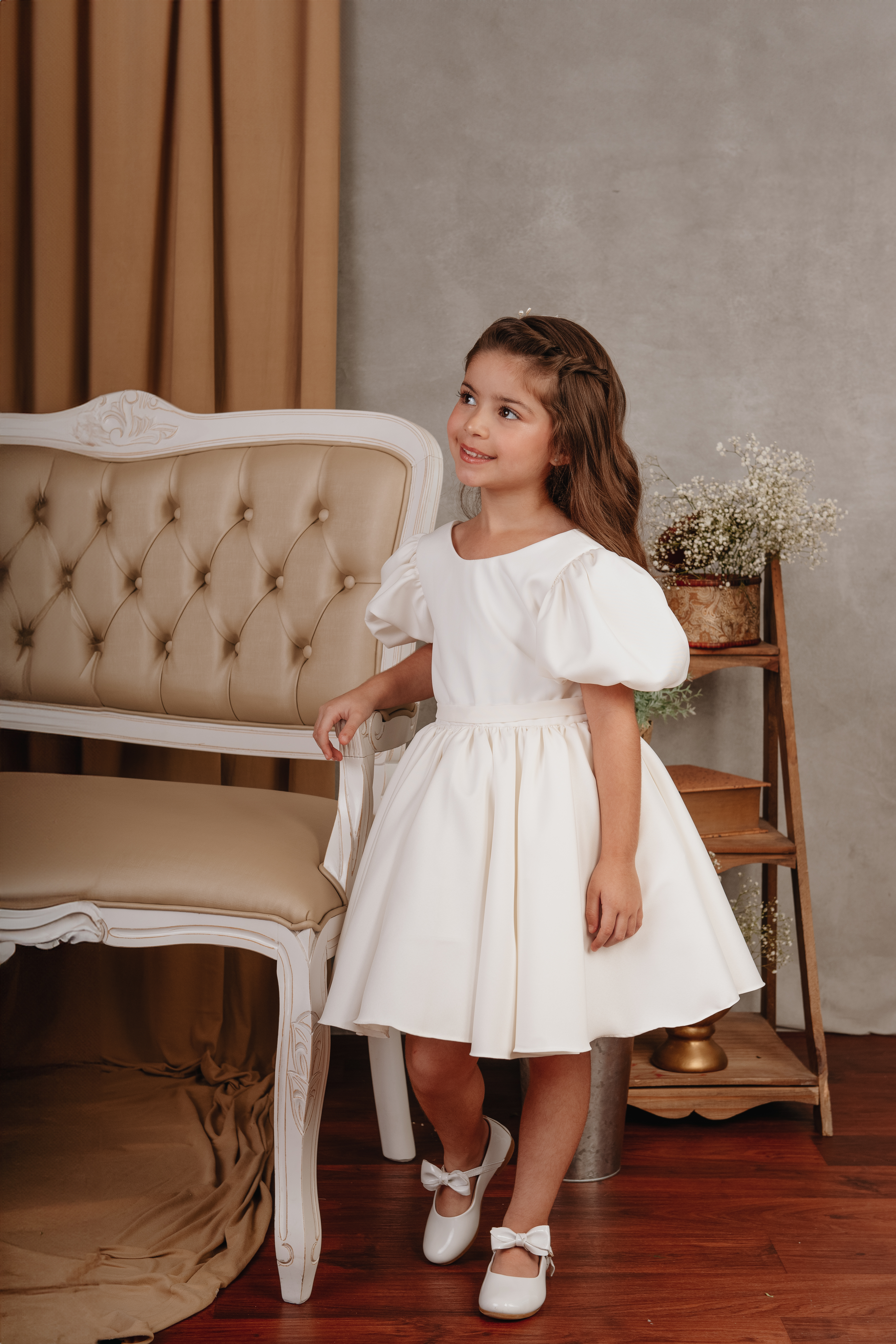 Vestido Dama de honra Branco e Off White