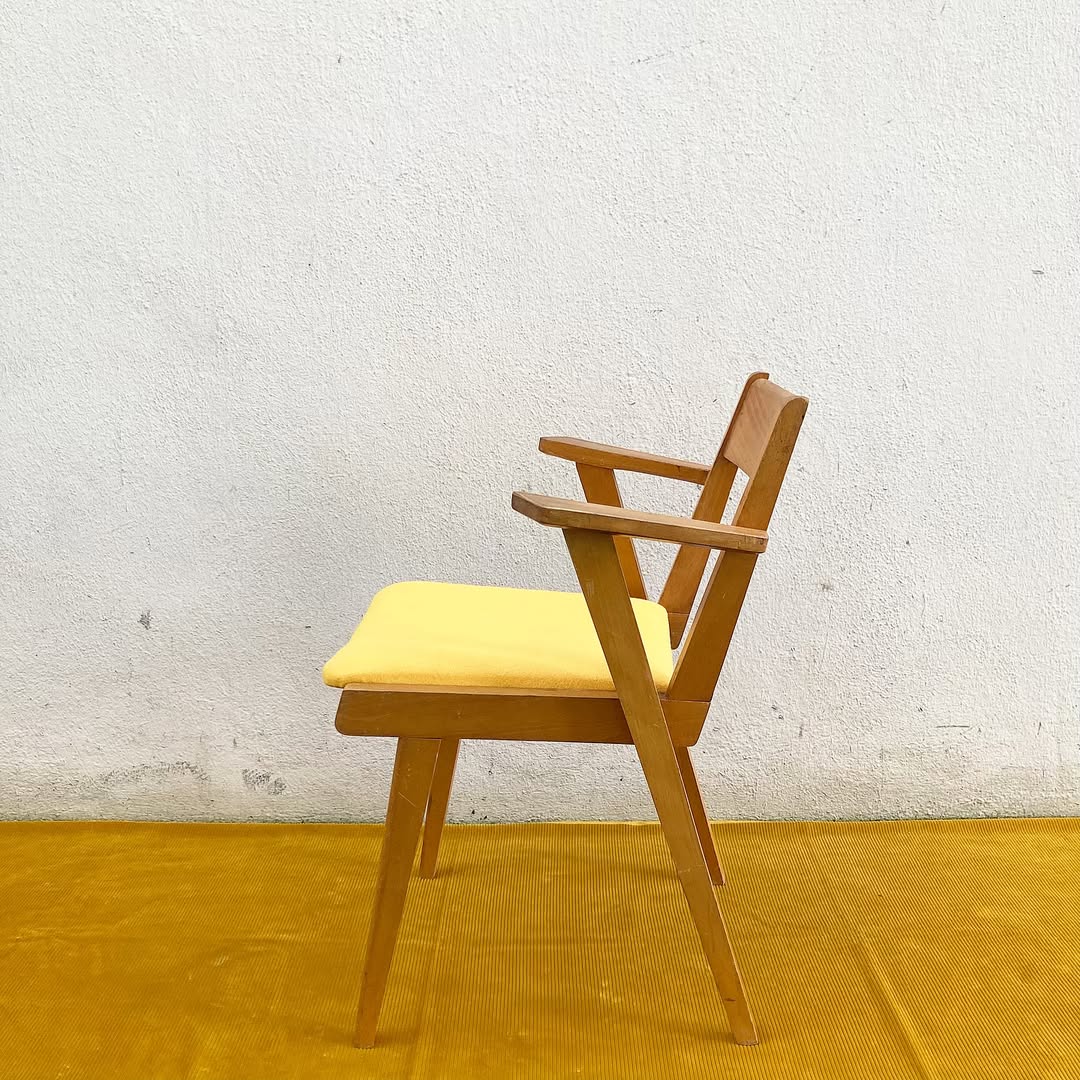 Fauteuil bridge 50s en laine
