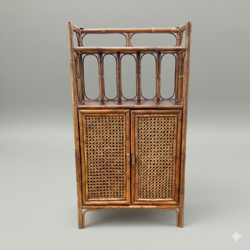 Meuble de rangement en bambou tressé