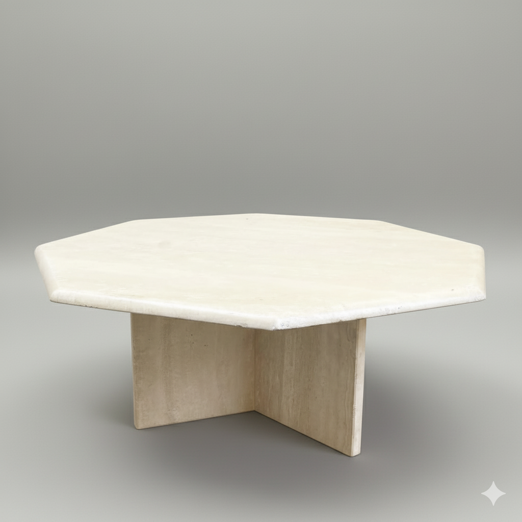 Table basse octogonale en travertin 