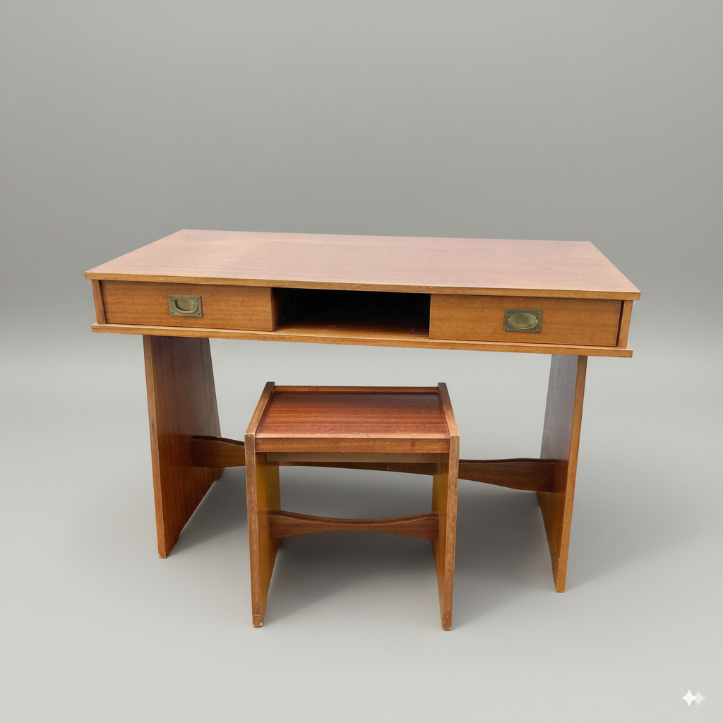 Bureau Gautier modèle paquebot avec tabouret assorti