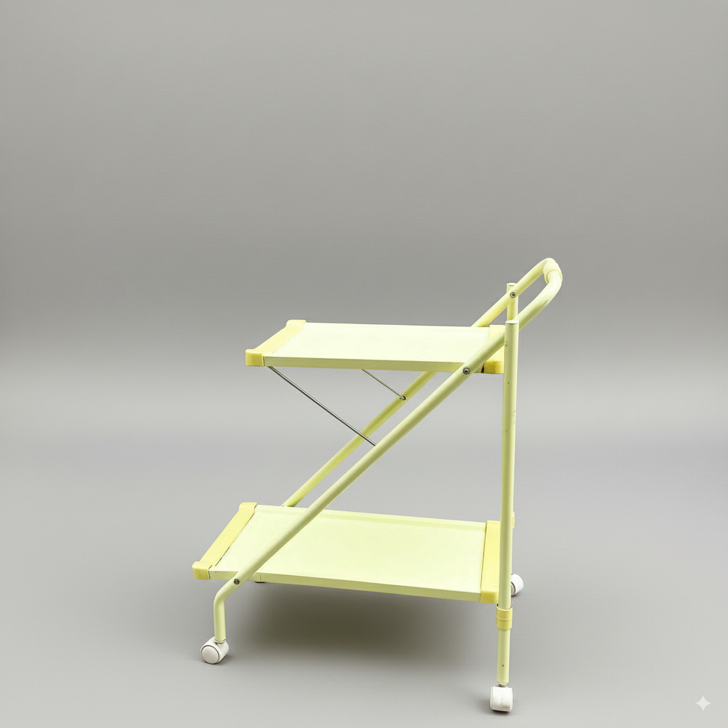 Desserte pliante vintage années 70 – plastique jaune pop