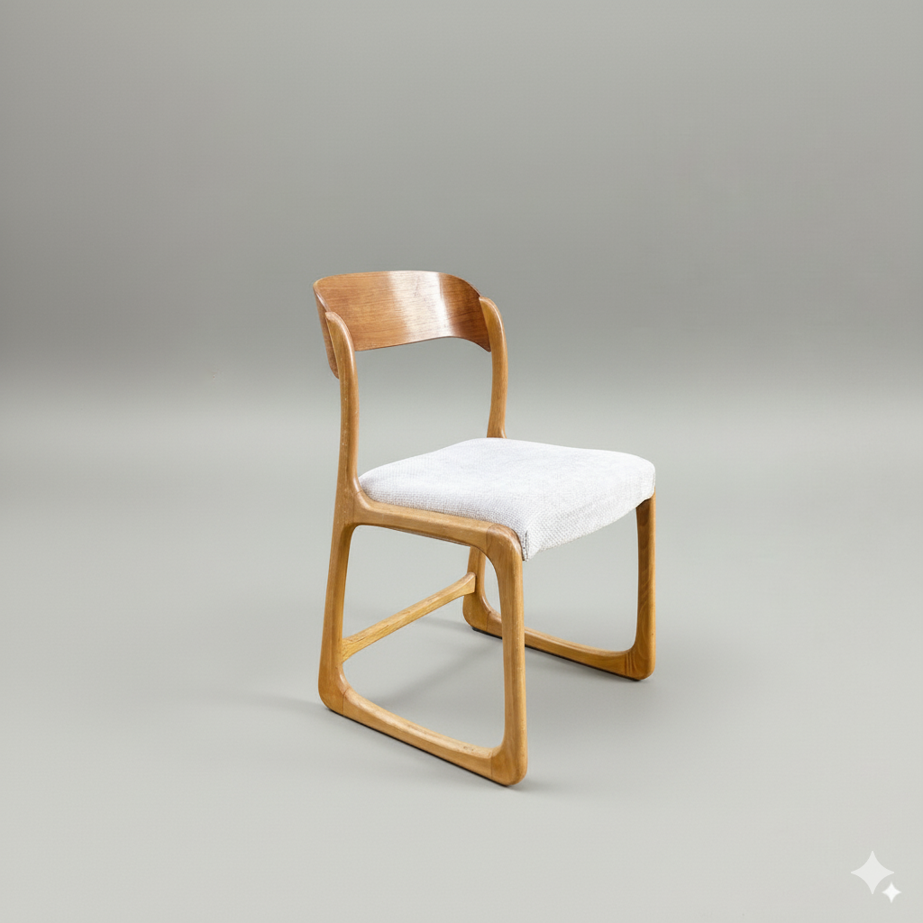 Chaise traîneau Baumann – chêne doré & tissu 