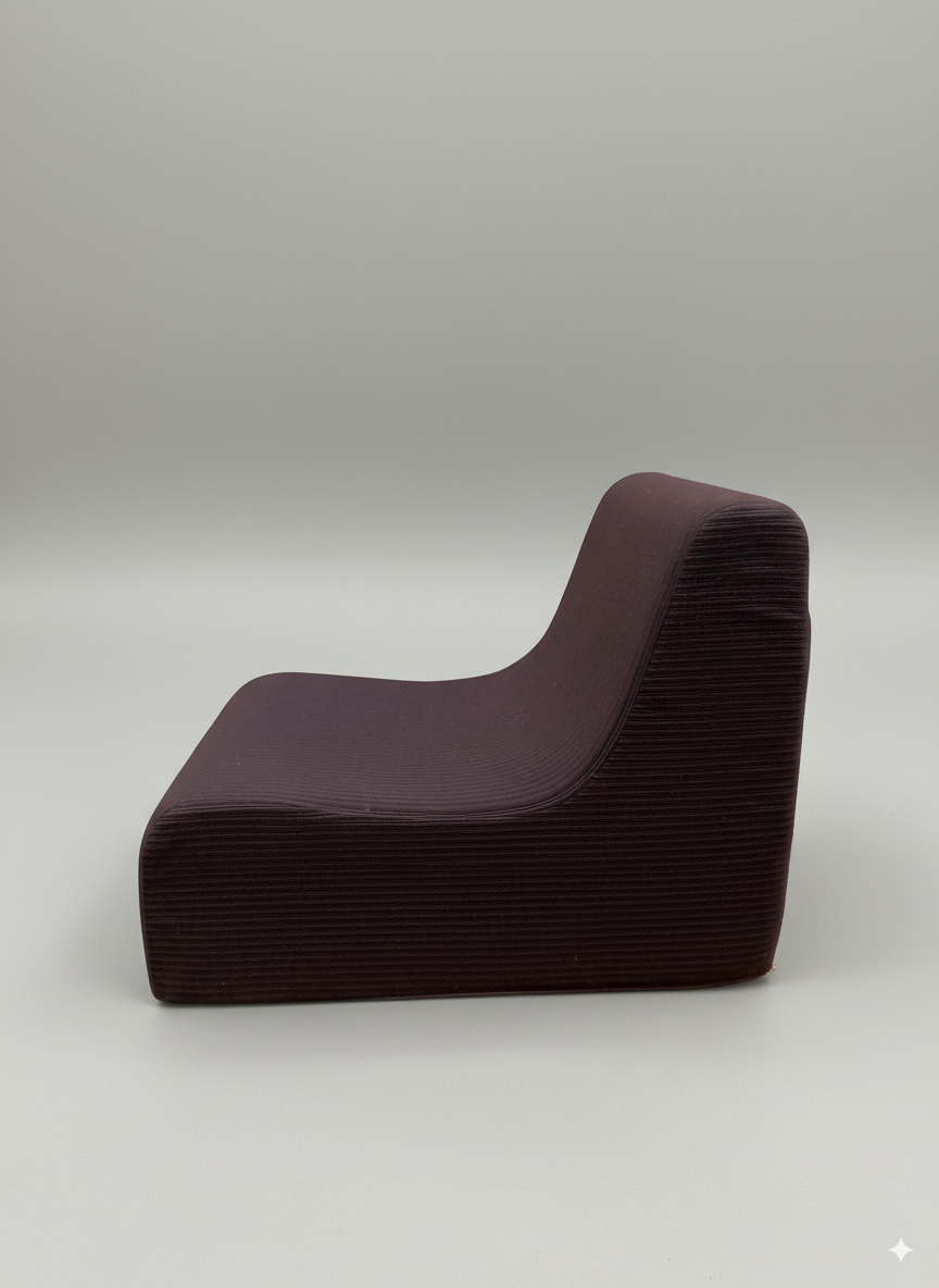 Chauffeuse vintage en tissu côtelé marron (plusieurs dispos)