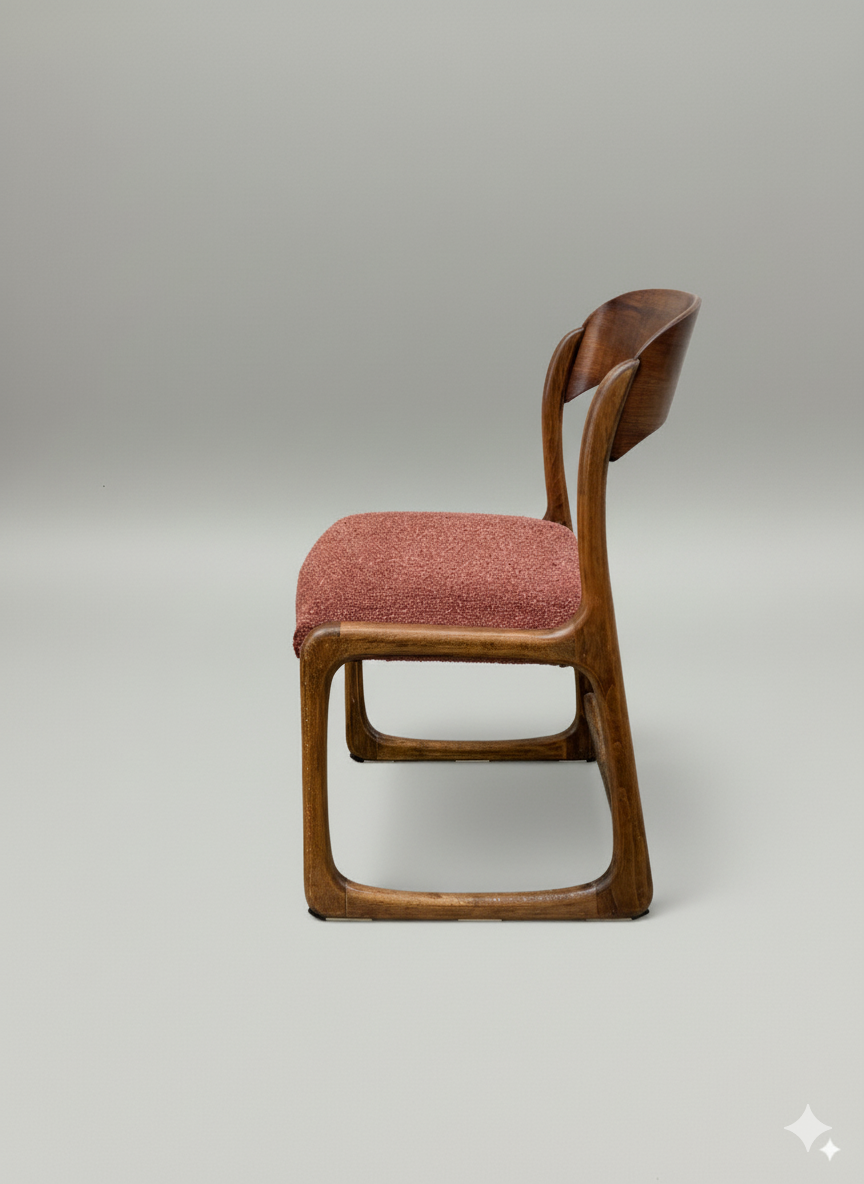 Chaises traîneau Baumann – chêne & tissu terracotta