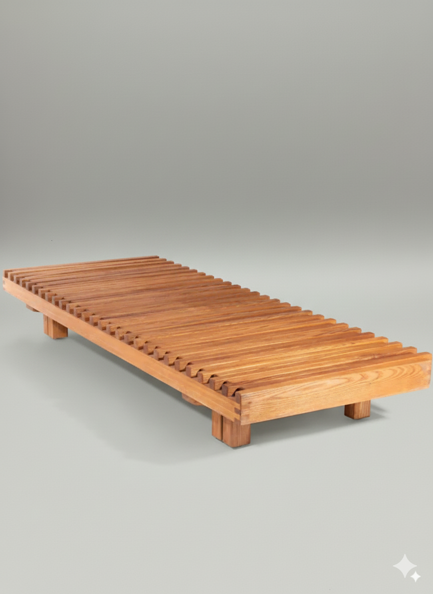 Lit modulable L07 par Pierre Chapo — chêne massif, design 1963