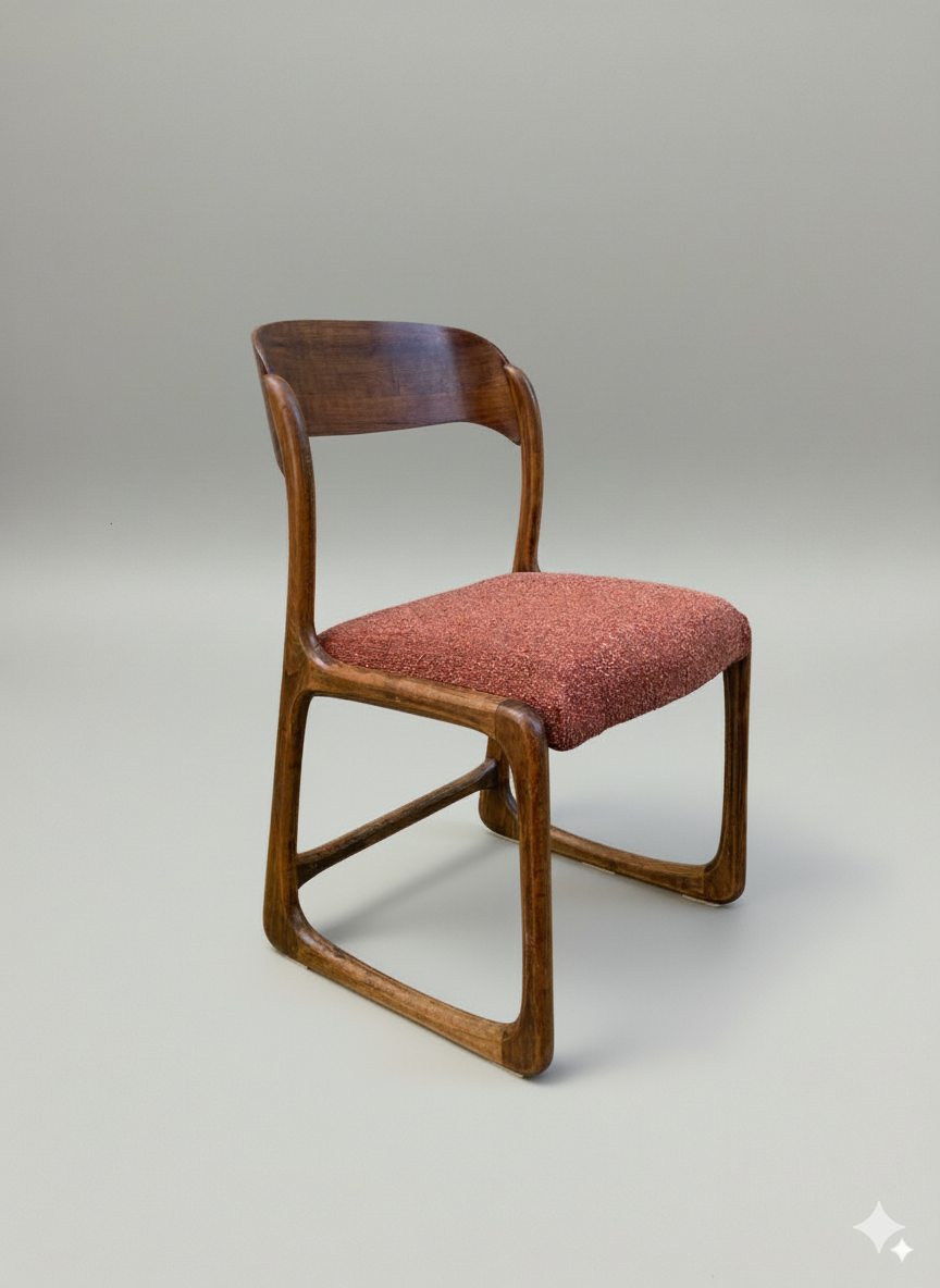 Chaises traîneau Baumann – chêne & tissu terracotta