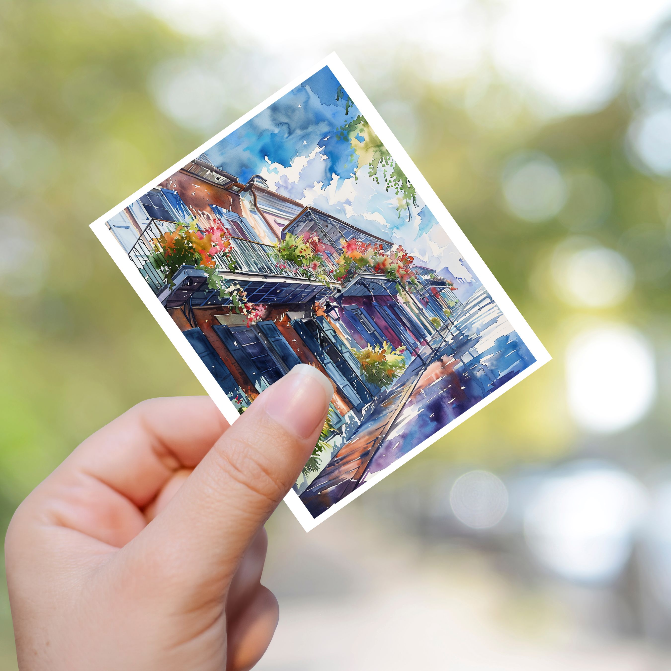 Watercolor New Orleans, Louisiana Vinyl Handmade Sticker