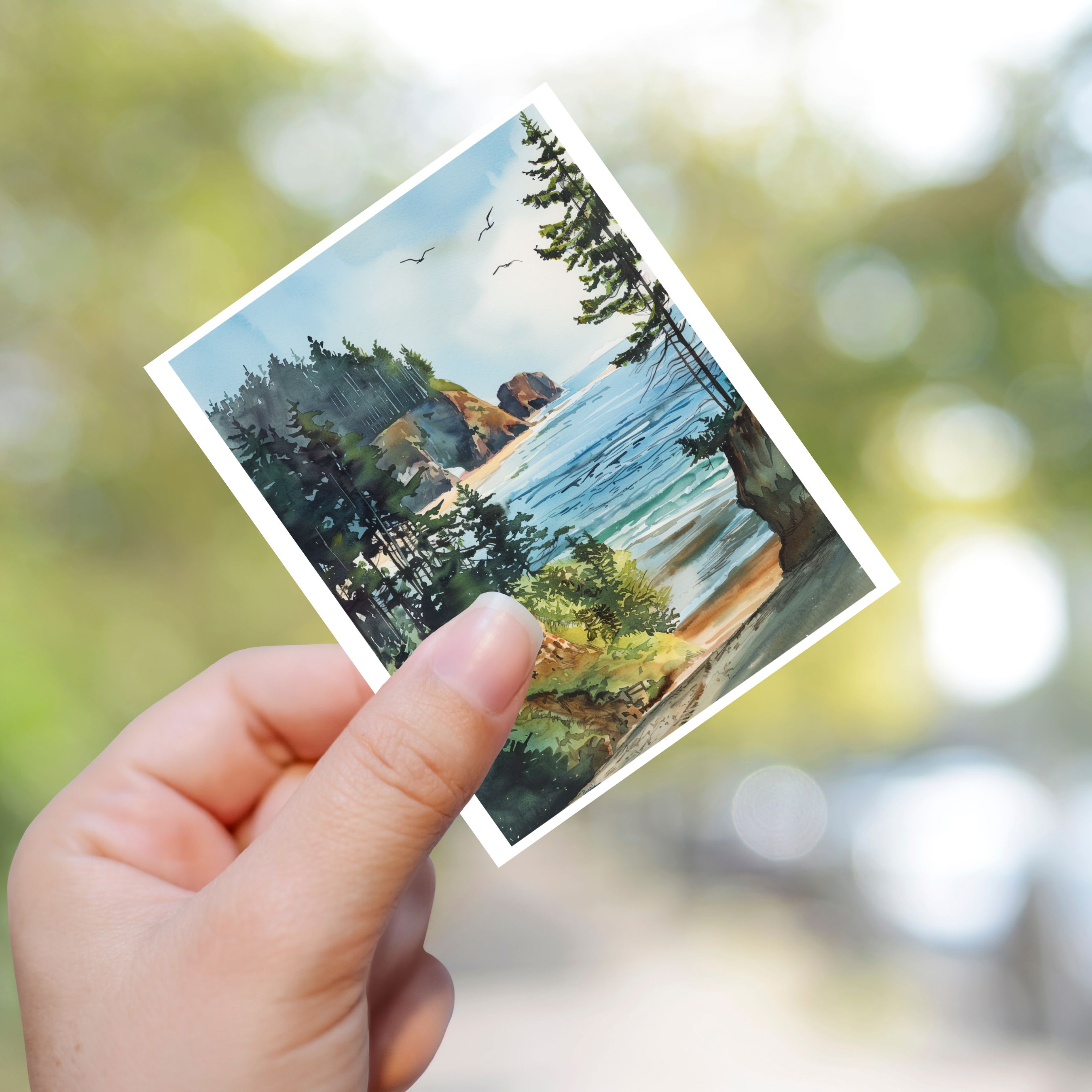 Watercolor Washington Coast Line Vinyl Handmade Sticker