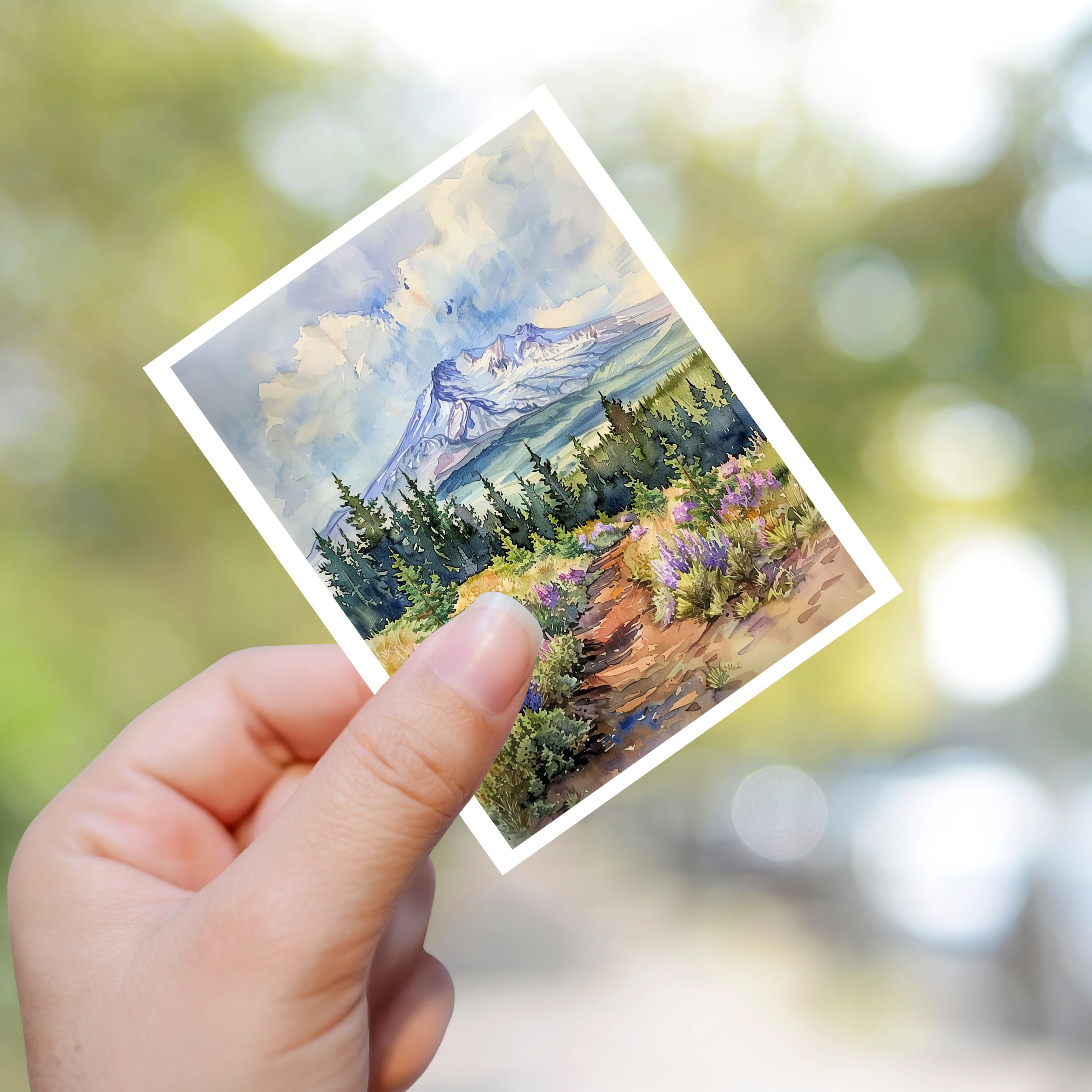 Watercolor Mount Saint Helens, Washington Vinyl Handmade Sticker