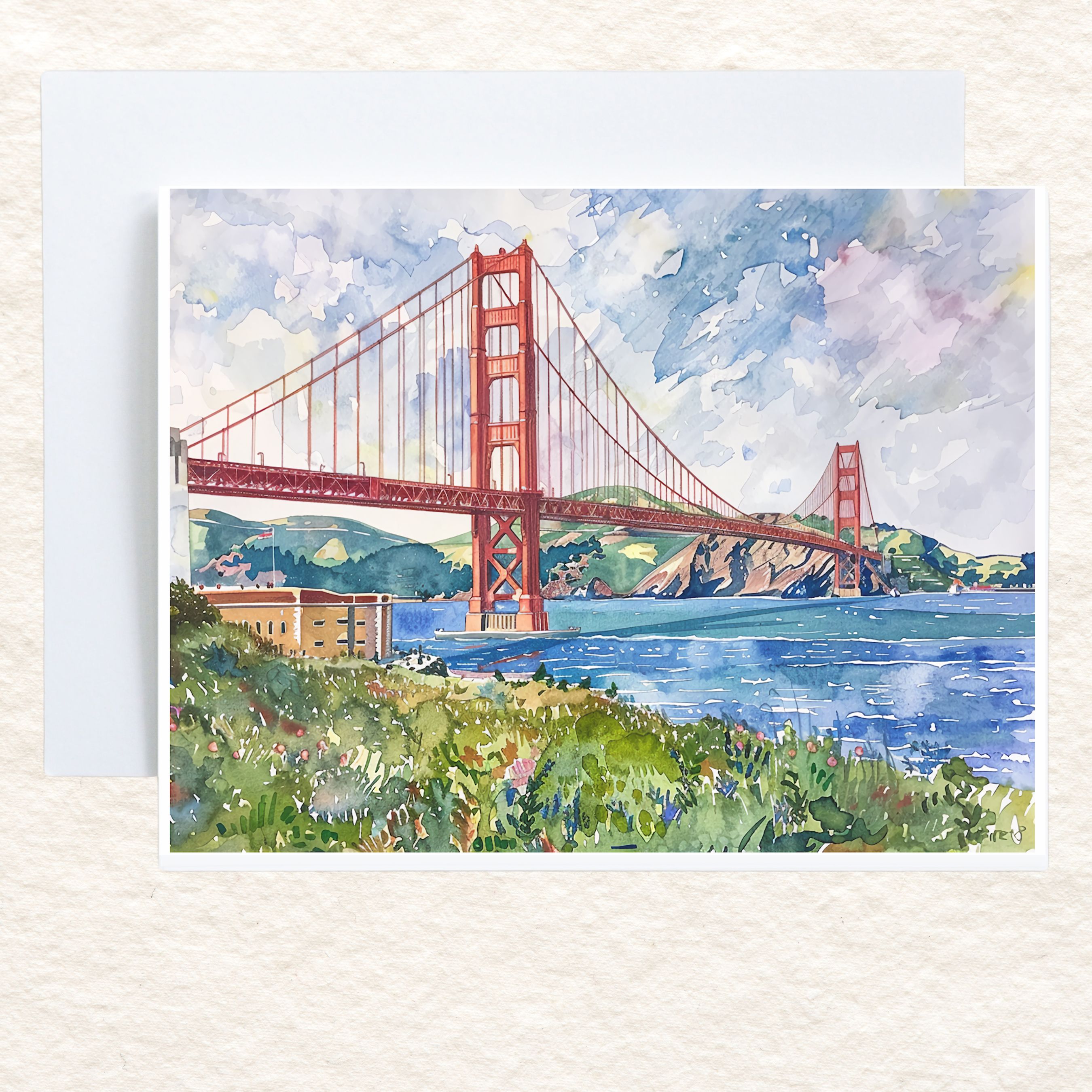 Golden Gate Bridge Card, San Francisco California Landmark, All Occasion Cards, Thank You, Invitation, Note Card, Greetings, Birthdays