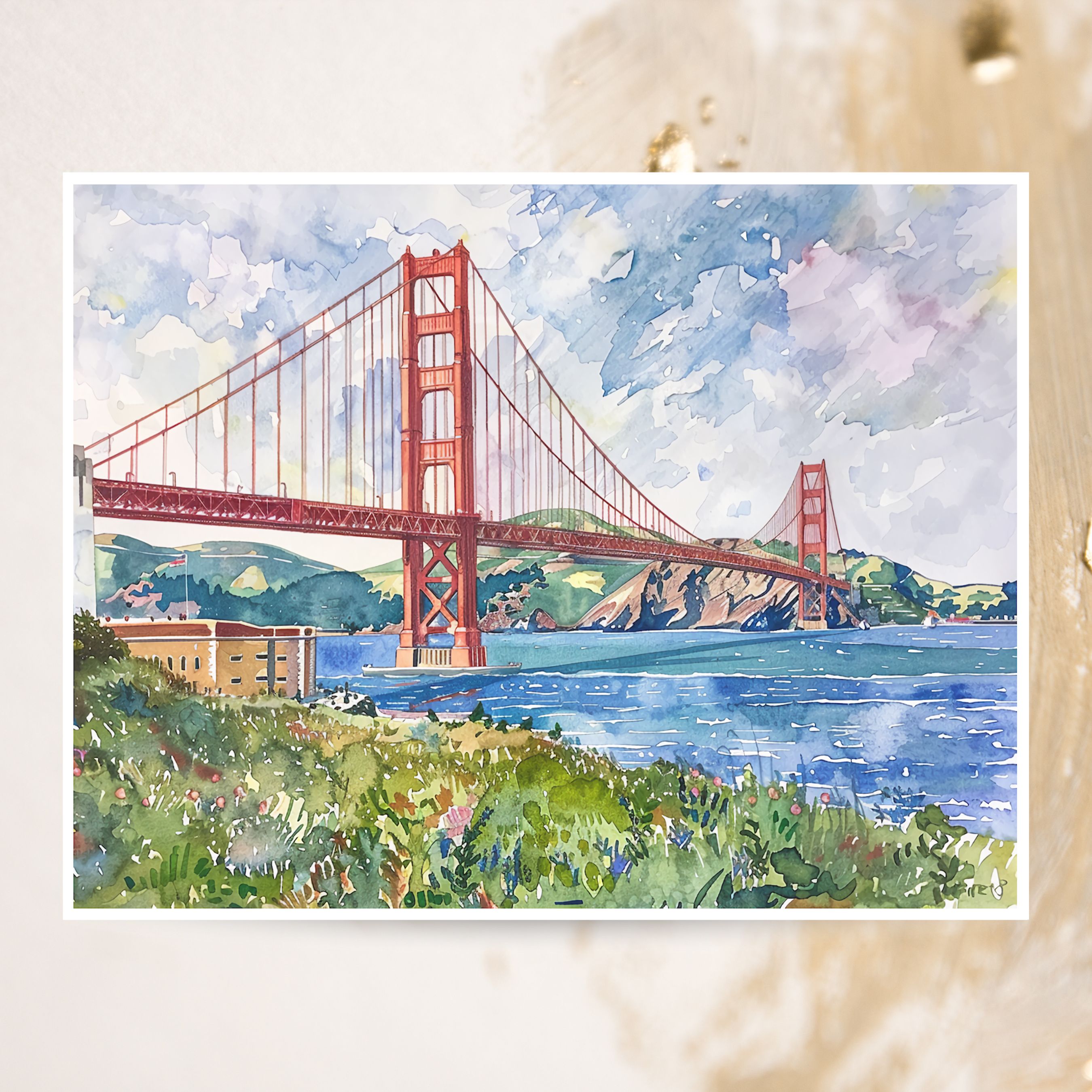 Golden Gate Bridge Card, San Francisco California Landmark, All Occasion Cards, Thank You, Invitation, Note Card, Greetings, Birthdays