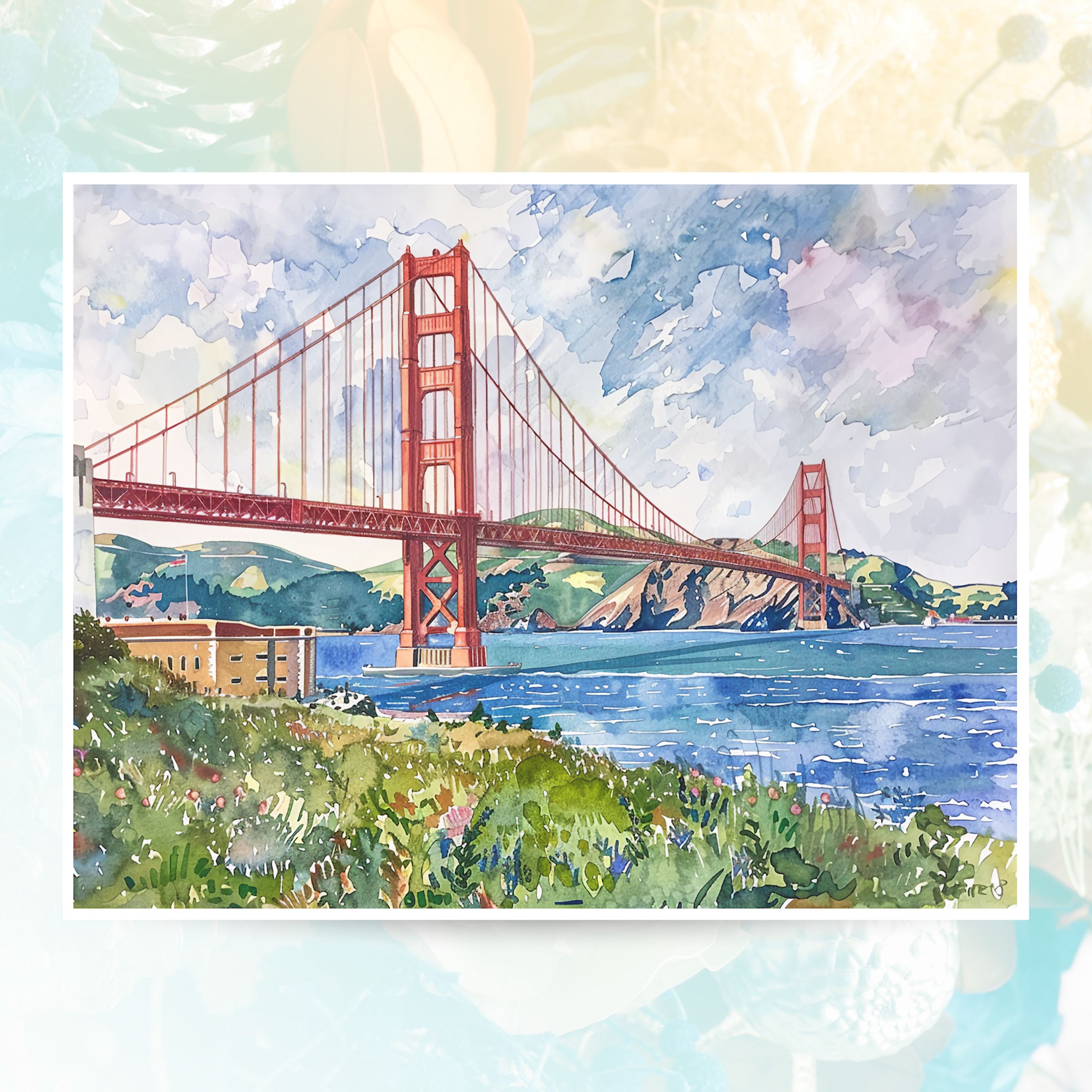 Golden Gate Bridge Card, San Francisco California Landmark, All Occasion Cards, Thank You, Invitation, Note Card, Greetings, Birthdays