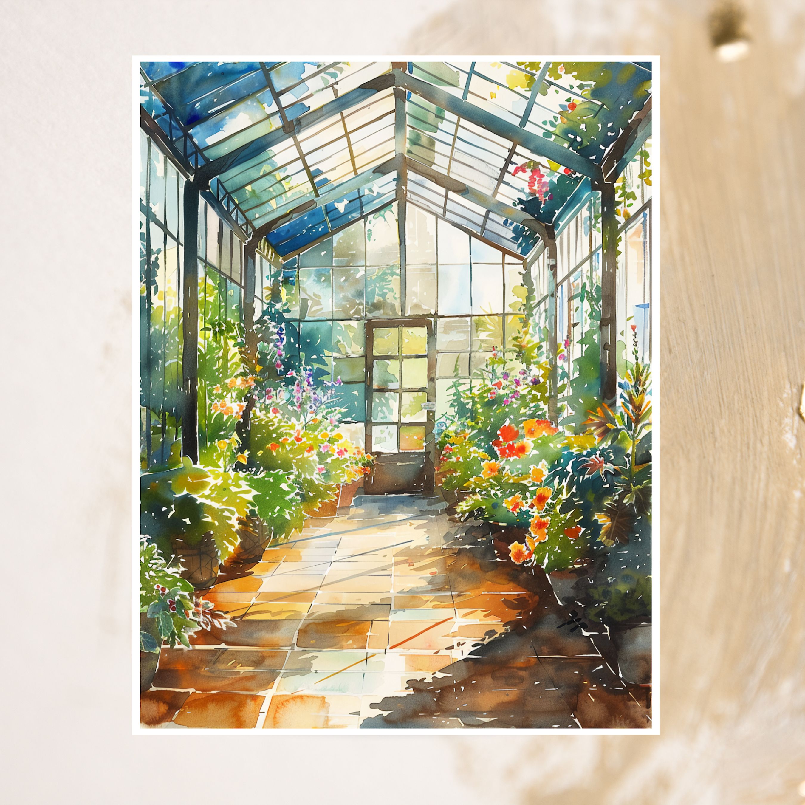 Illuminated Greenhouse Watercolor Garden All Occasion Cards, Thank You, Invitation, Note Card, Greetings, Birthdays