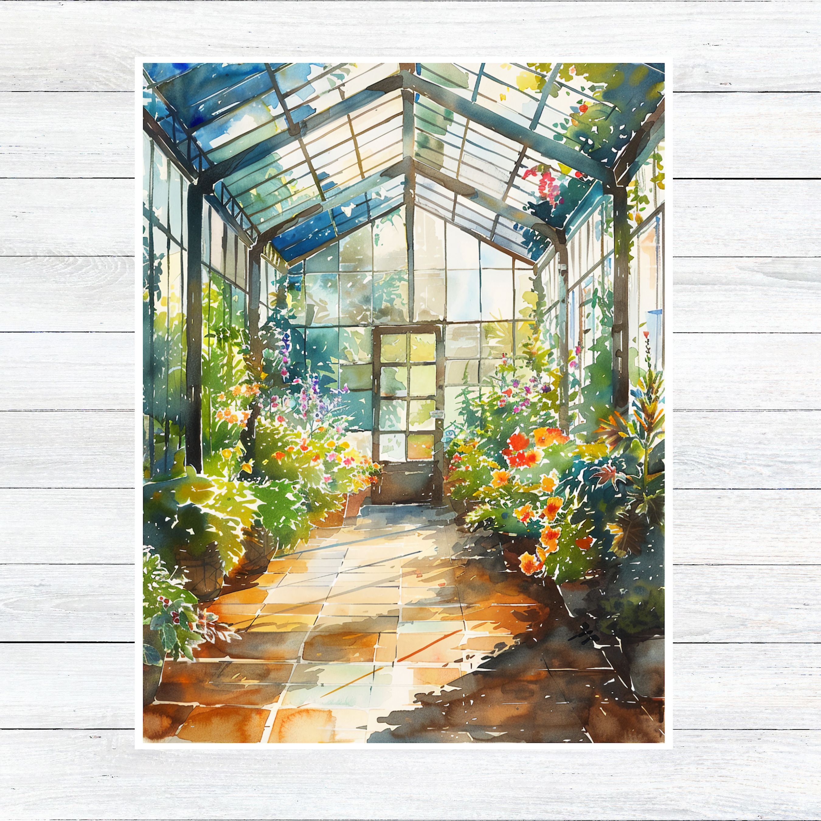 Illuminated Greenhouse Watercolor Garden All Occasion Cards, Thank You, Invitation, Note Card, Greetings, Birthdays