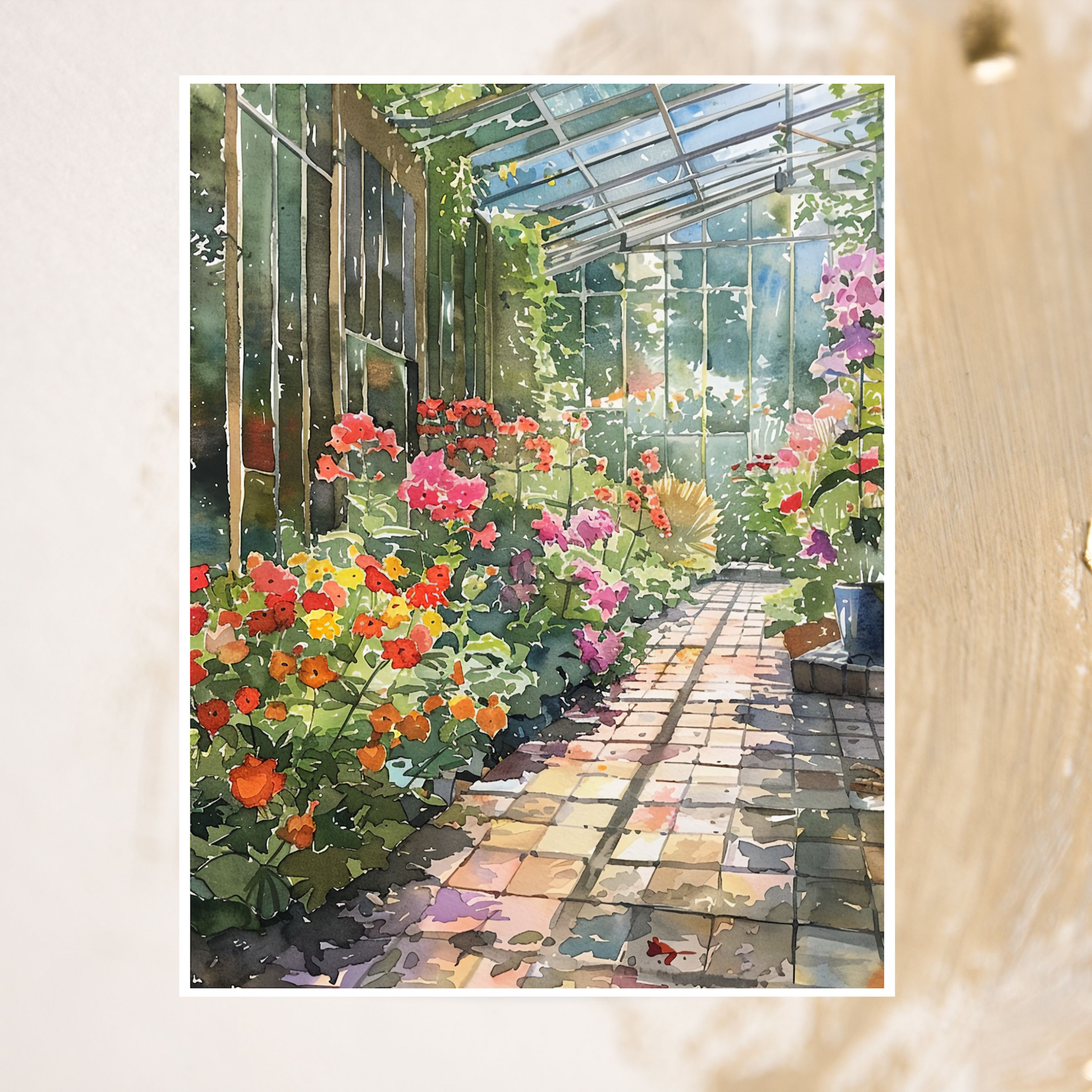 Blooming Greenhouse Card Watercolor, All Occasion Cards, Thank You, Invitation, Note Card, Greetings, Birthdays