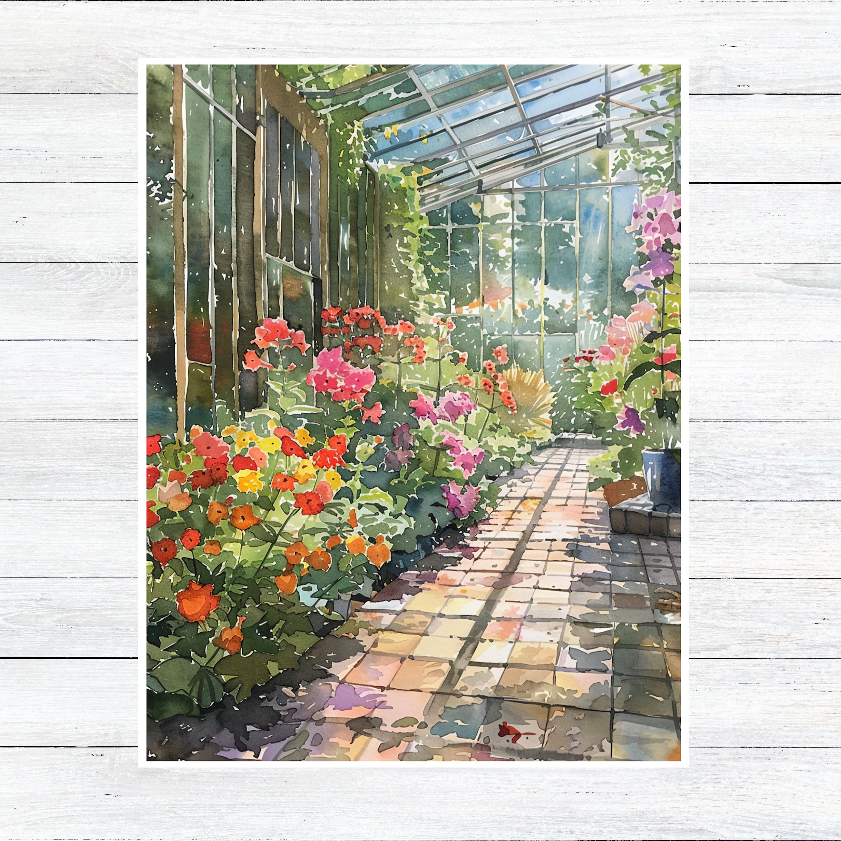 Blooming Greenhouse Card Watercolor, All Occasion Cards, Thank You, Invitation, Note Card, Greetings, Birthdays