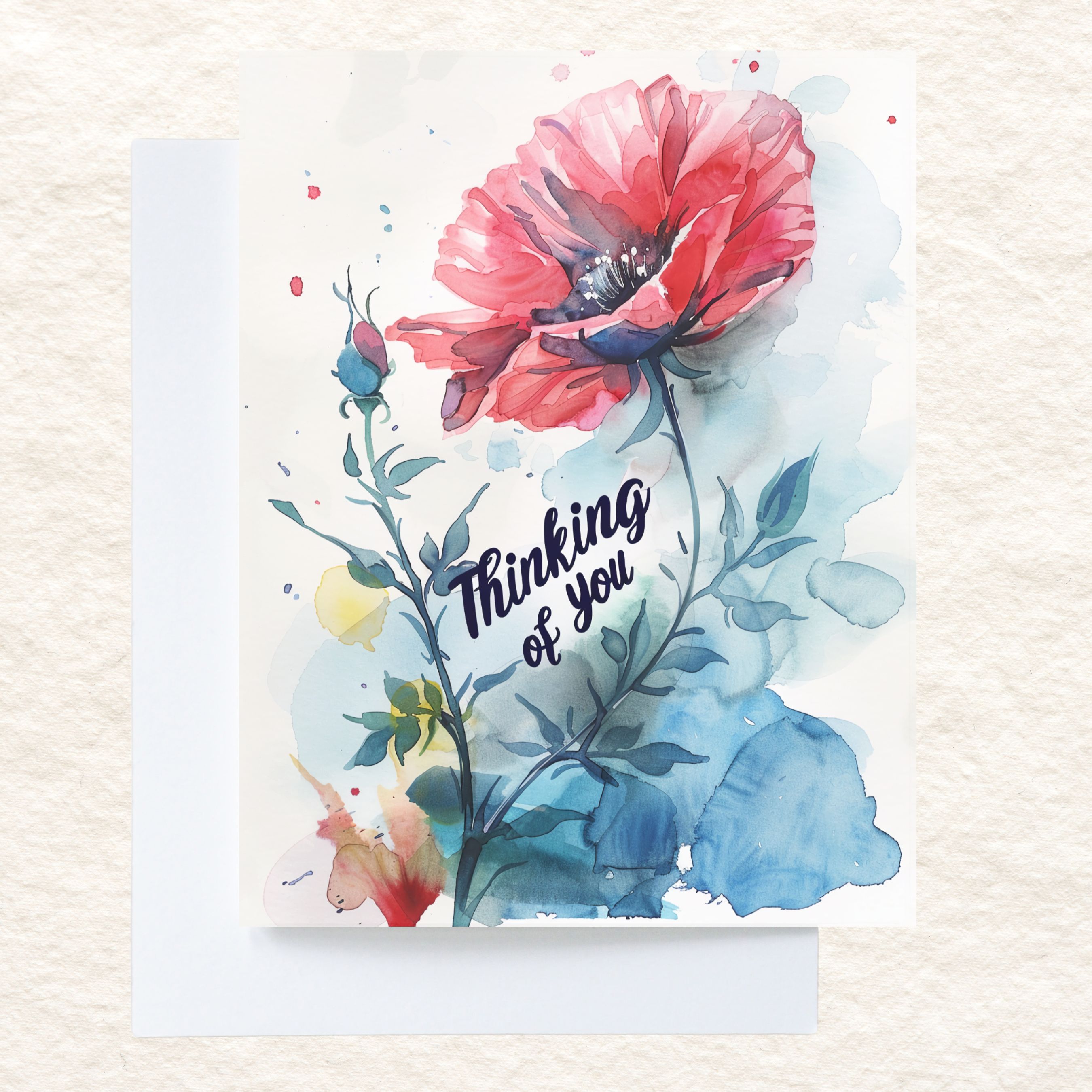 Thinking of You Card, Watercolor Flower, Emotional Greeting, Encouragement, Supportive All Occasion Cards, Thank You, Invitation, Note Card, Greetings, Birthdays