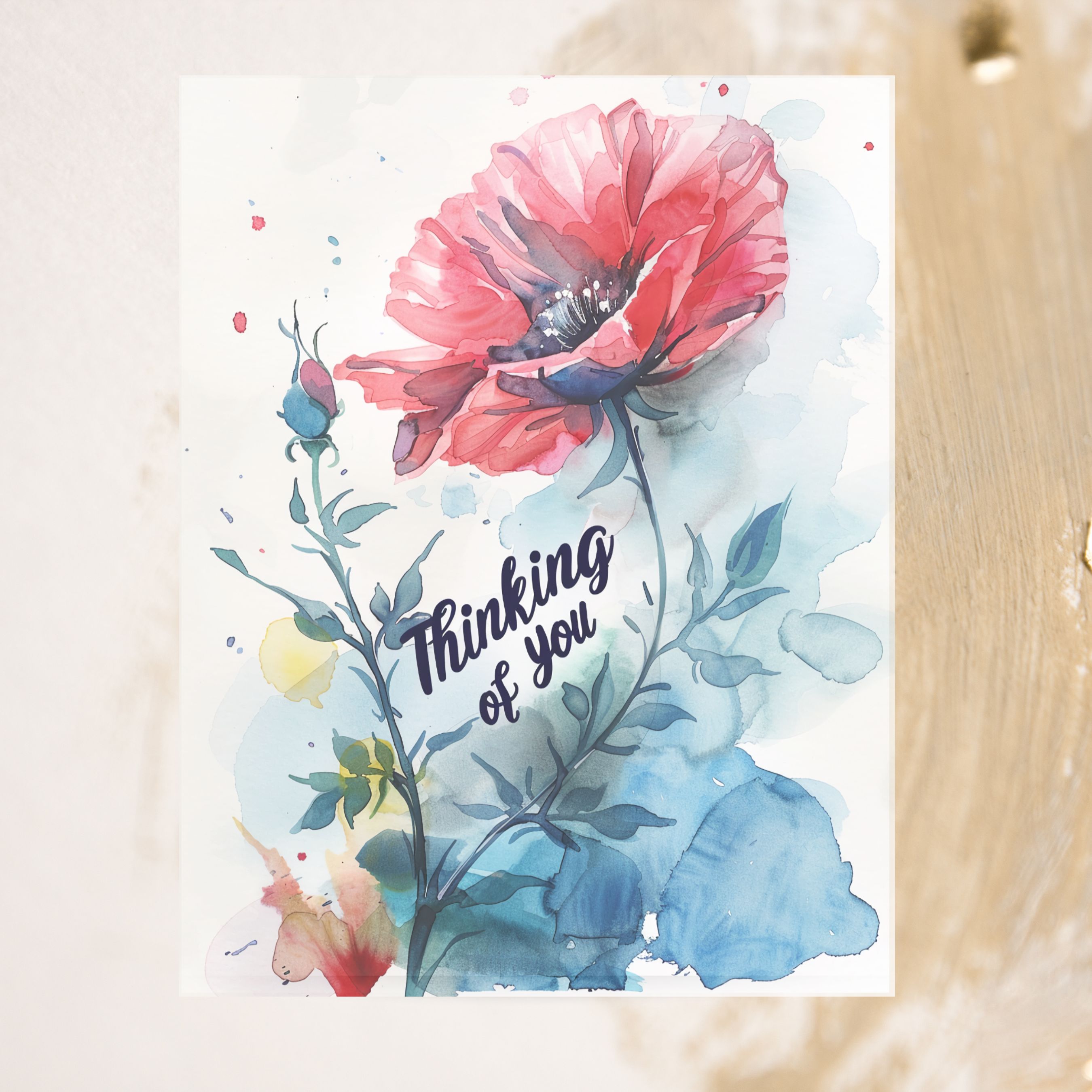 Thinking of You Card, Watercolor Flower, Emotional Greeting, Encouragement, Supportive All Occasion Cards, Thank You, Invitation, Note Card, Greetings, Birthdays