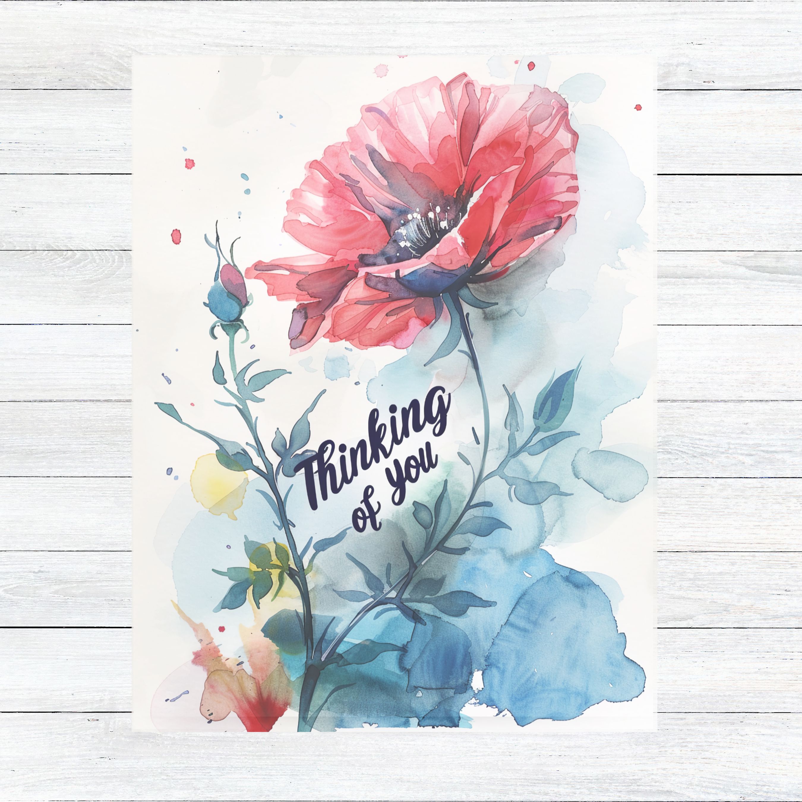 Thinking of You Card, Watercolor Flower, Emotional Greeting, Encouragement, Supportive All Occasion Cards, Thank You, Invitation, Note Card, Greetings, Birthdays